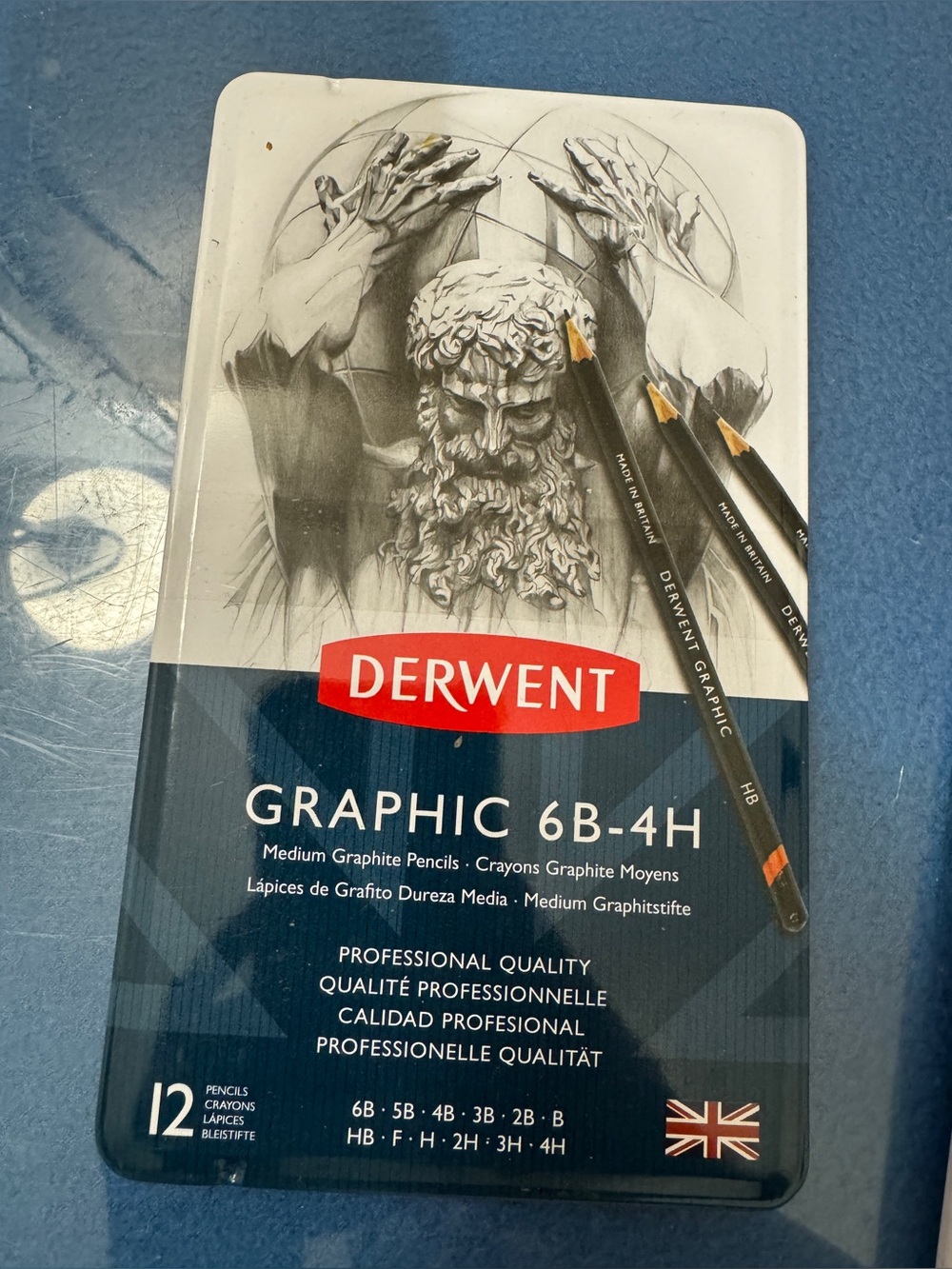 Graphic 6B-4H Medium Graphite Pencil Set - Blue